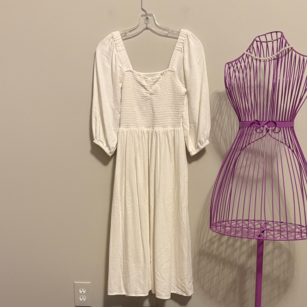 LC Lauren Conrad Cream Long Sleeve Dress